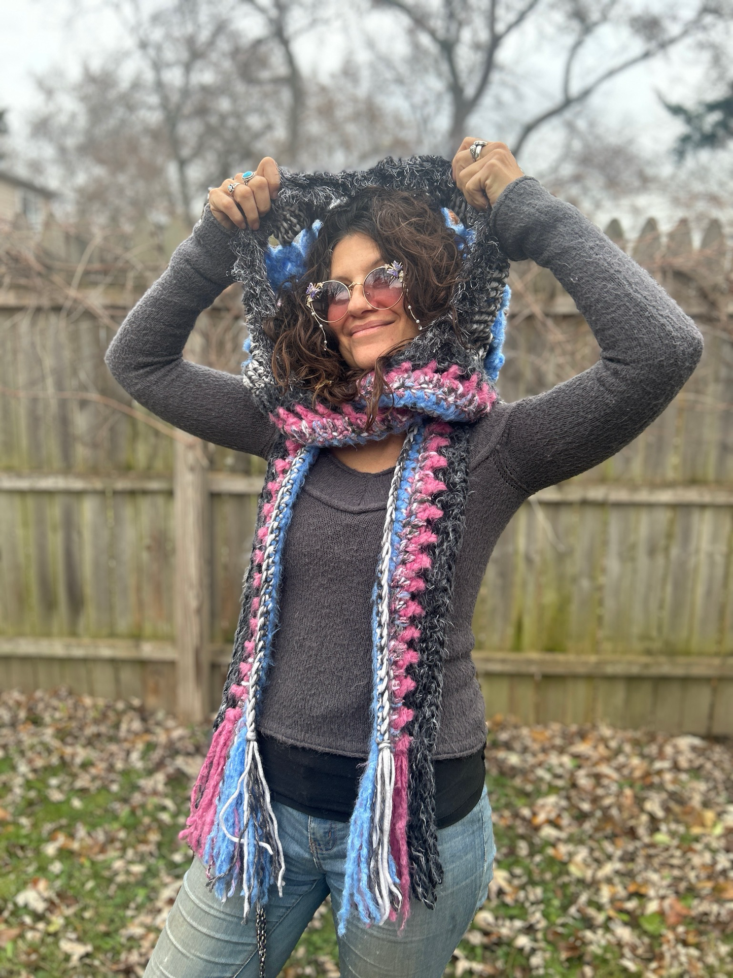 Flower of Life Hooded Scarf - size One Size