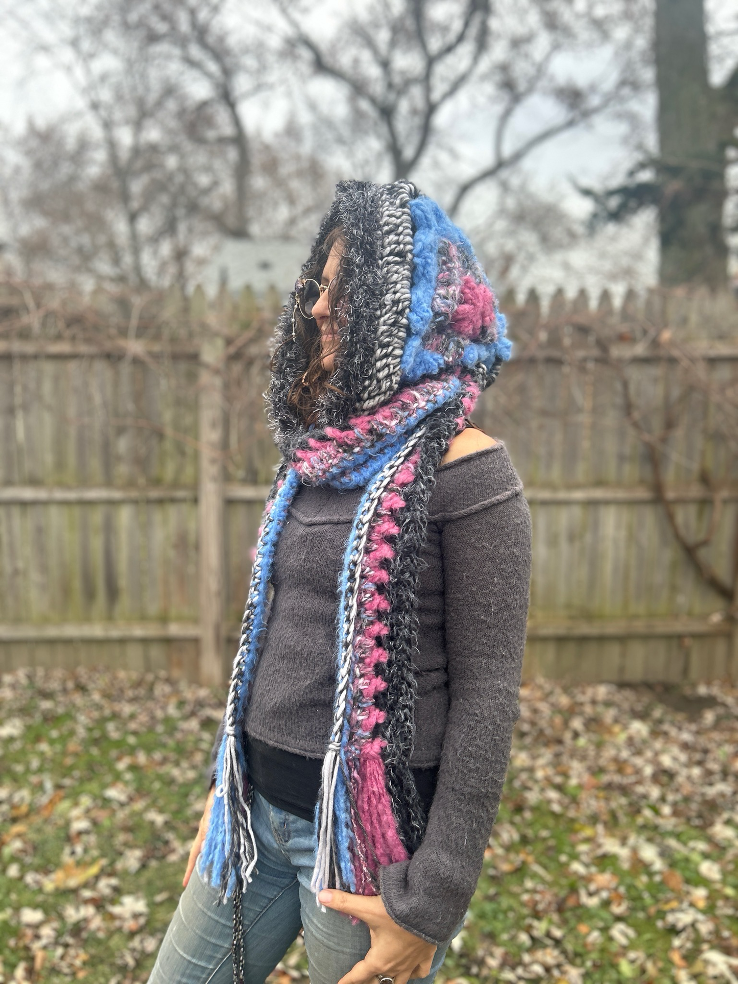 Flower of Life Hooded Scarf - size One Size