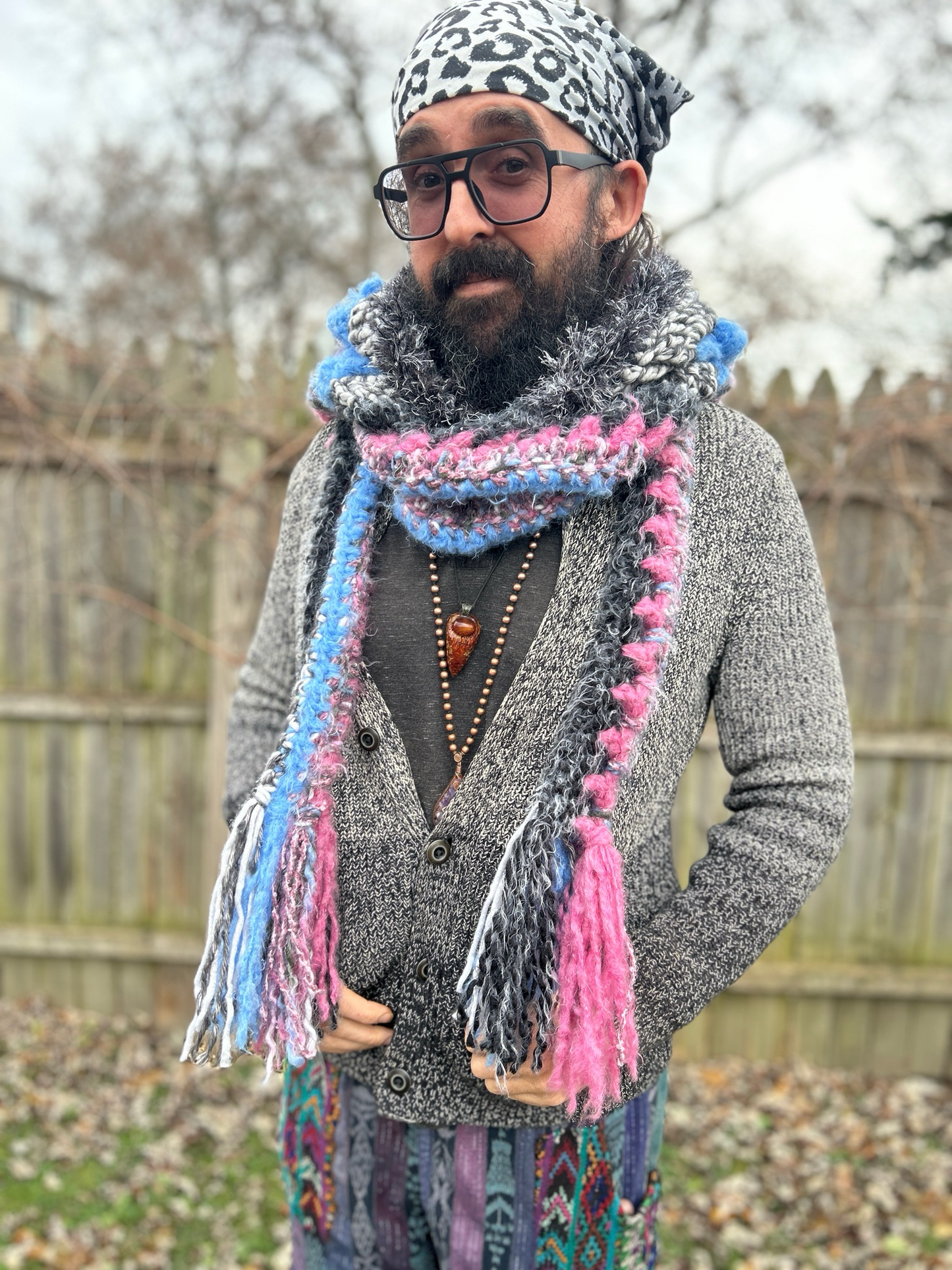 Flower of Life Hooded Scarf - size One Size