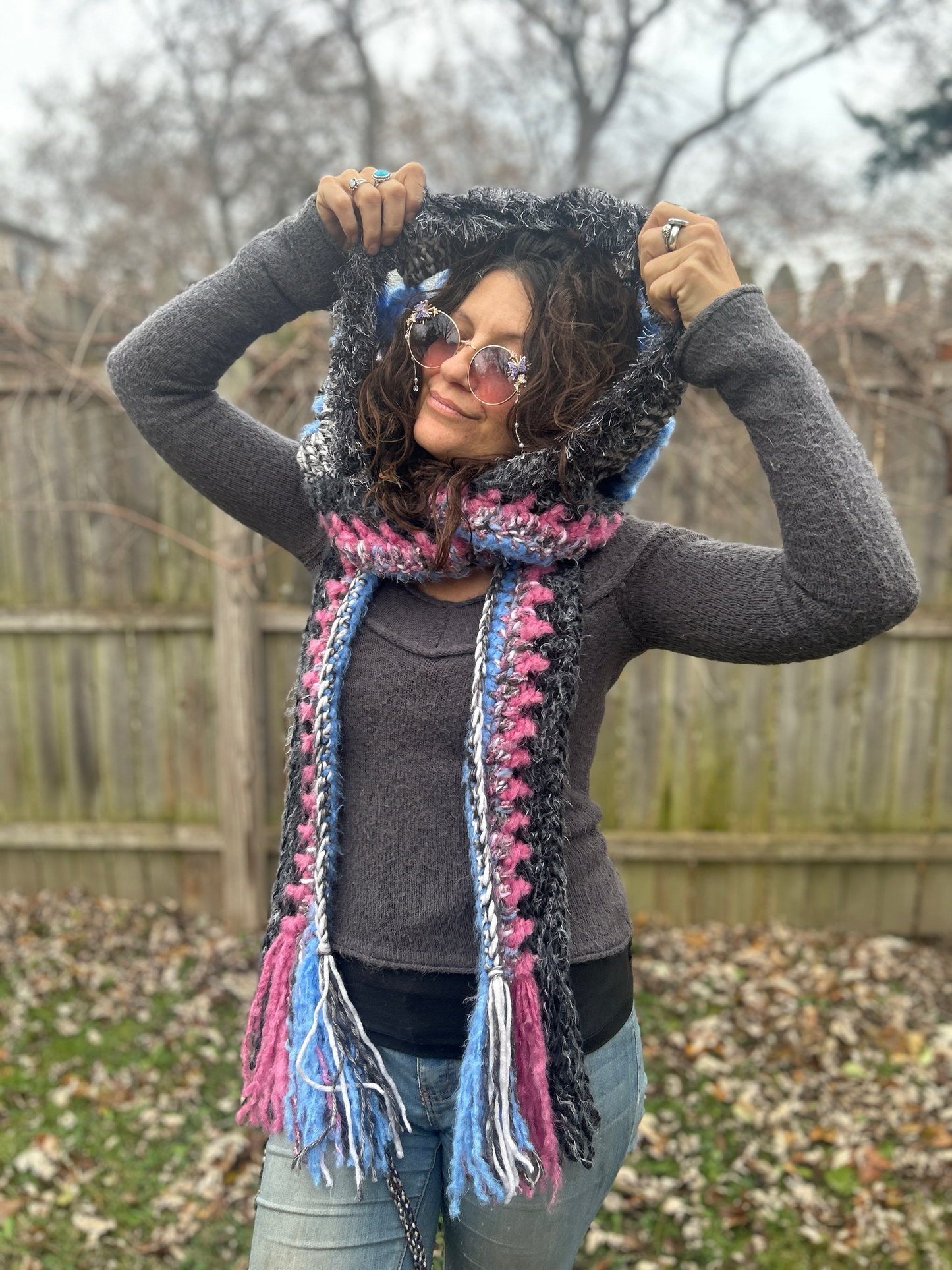 Flower of Life Hooded Scarf - size One Size