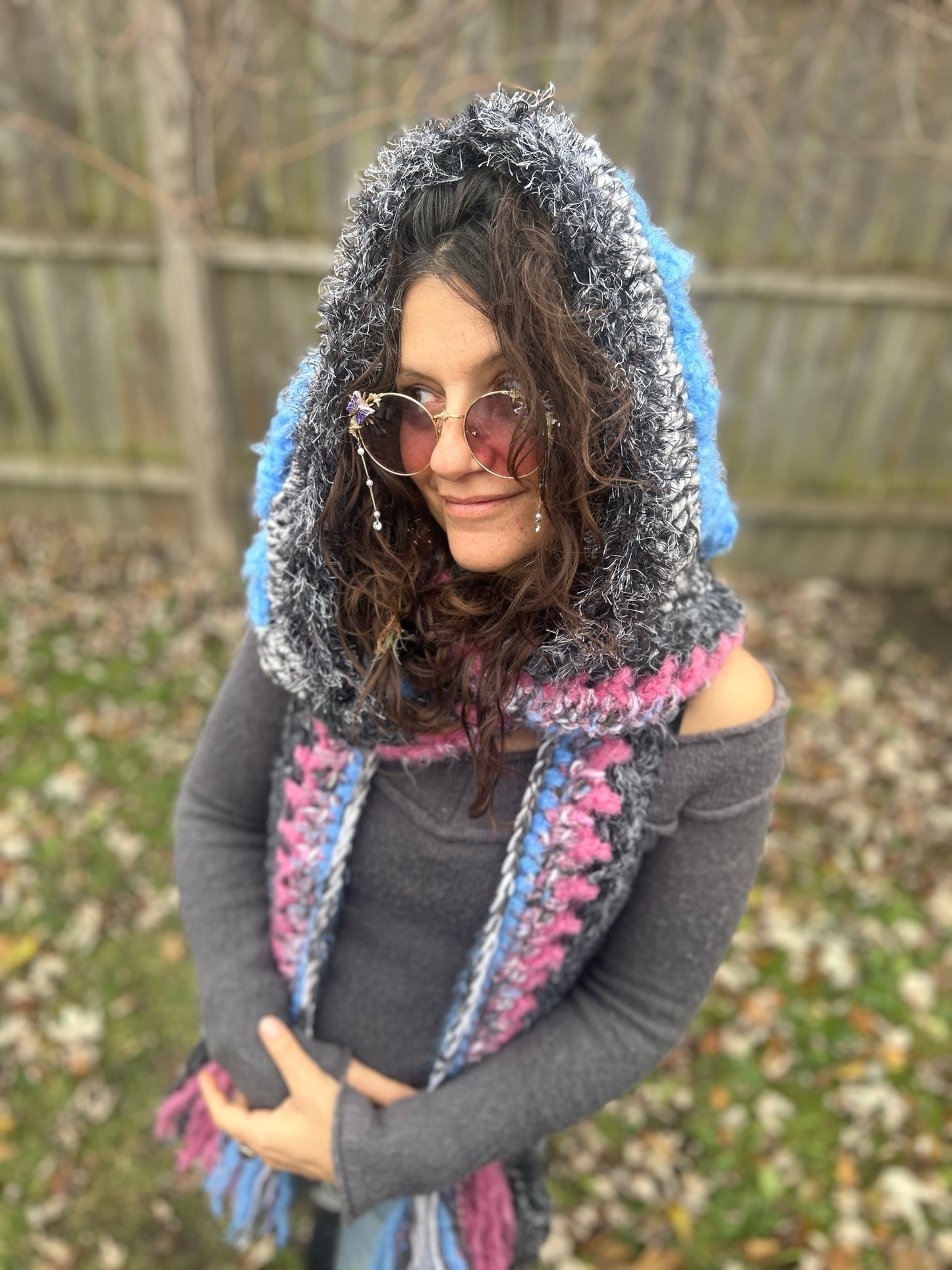 Flower of Life Hooded Scarf - size One Size