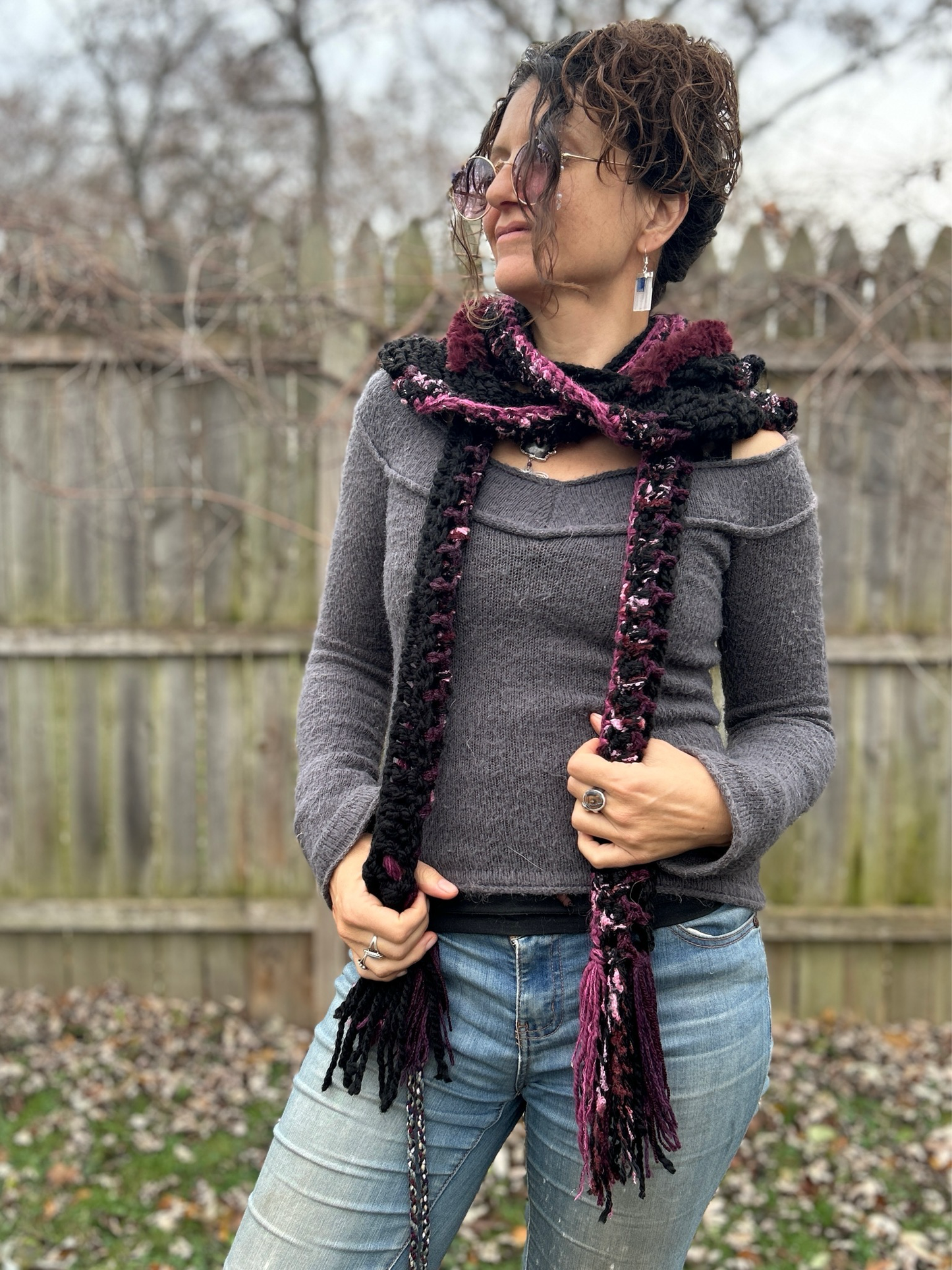 Flower of Life Hooded Scarf - size One Size