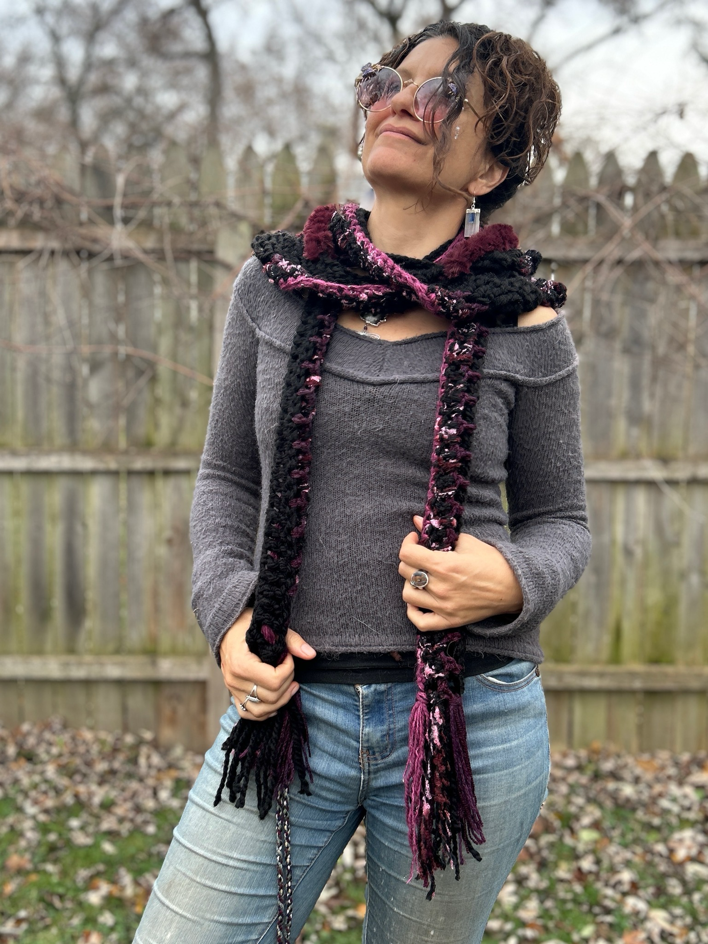 Flower of Life Hooded Scarf - size One Size