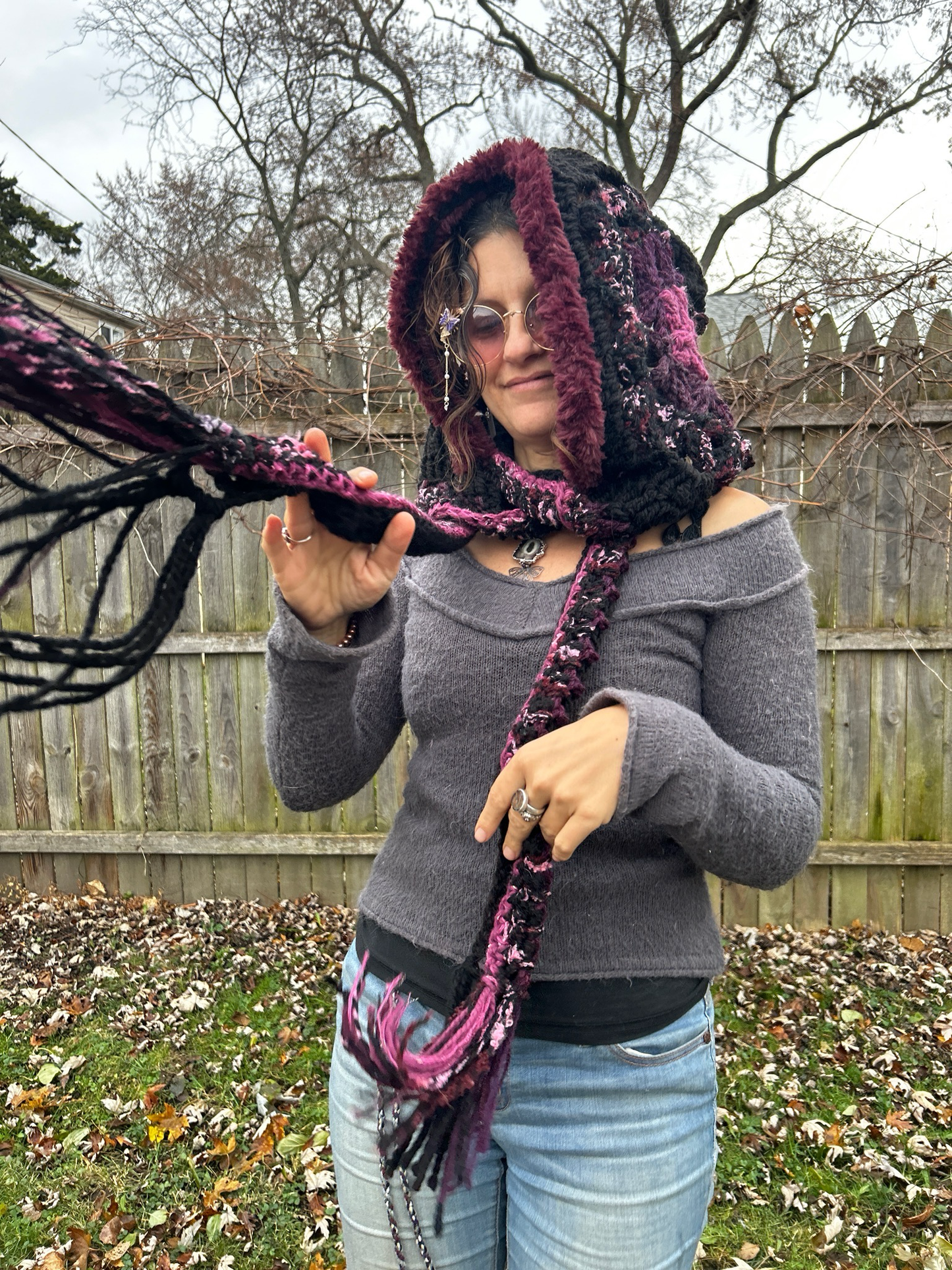 Flower of Life Hooded Scarf - size One Size