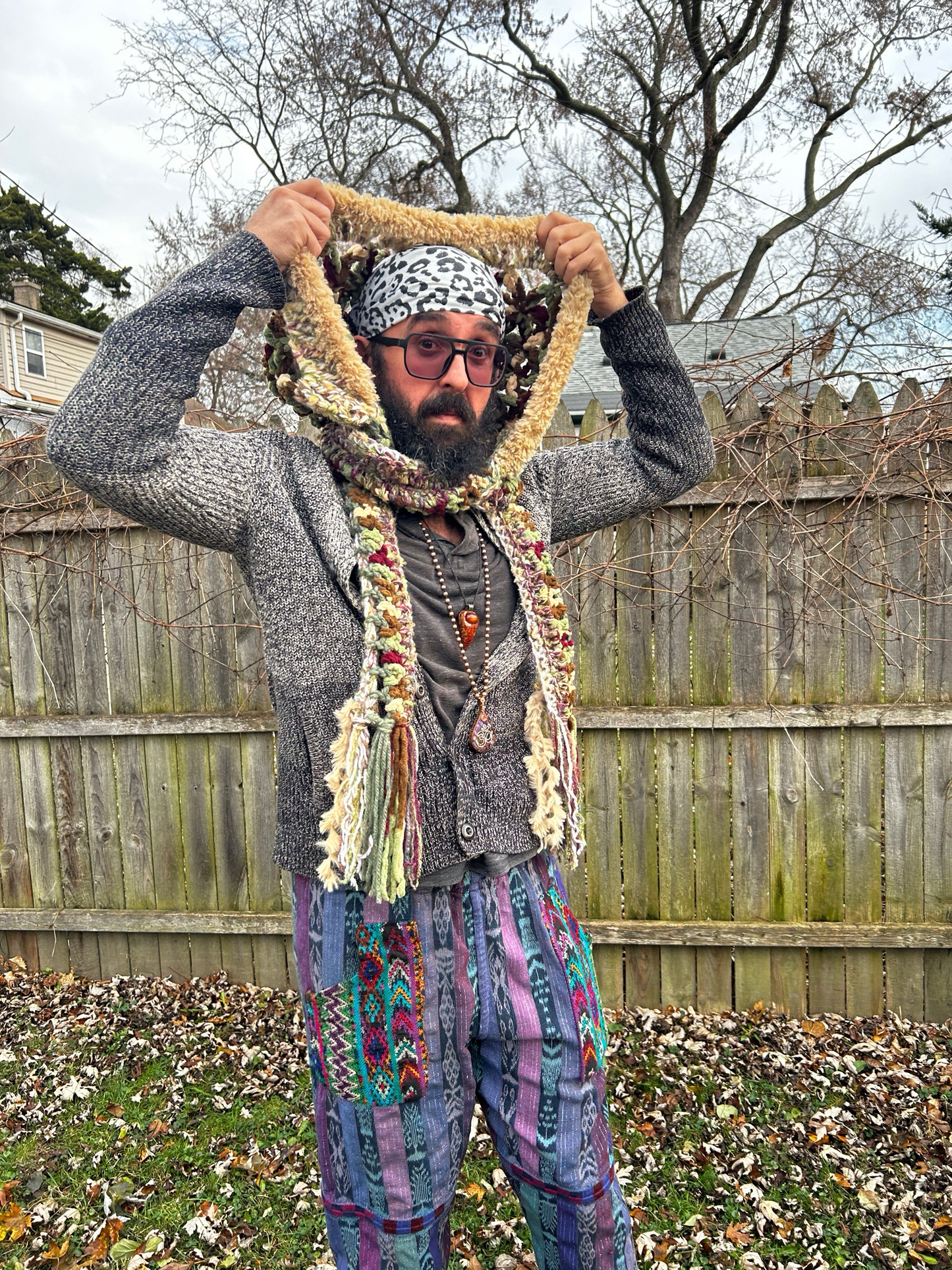 Flower of Life Oversized Hooded Scarf - size One Size