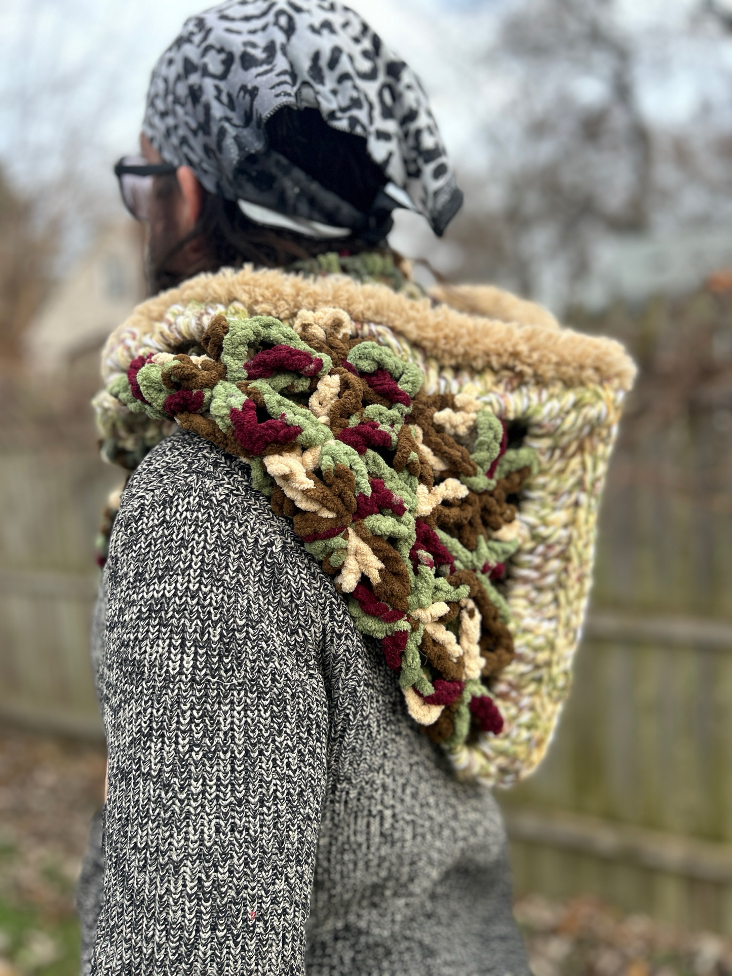 Flower of Life Oversized Hooded Scarf - size One Size
