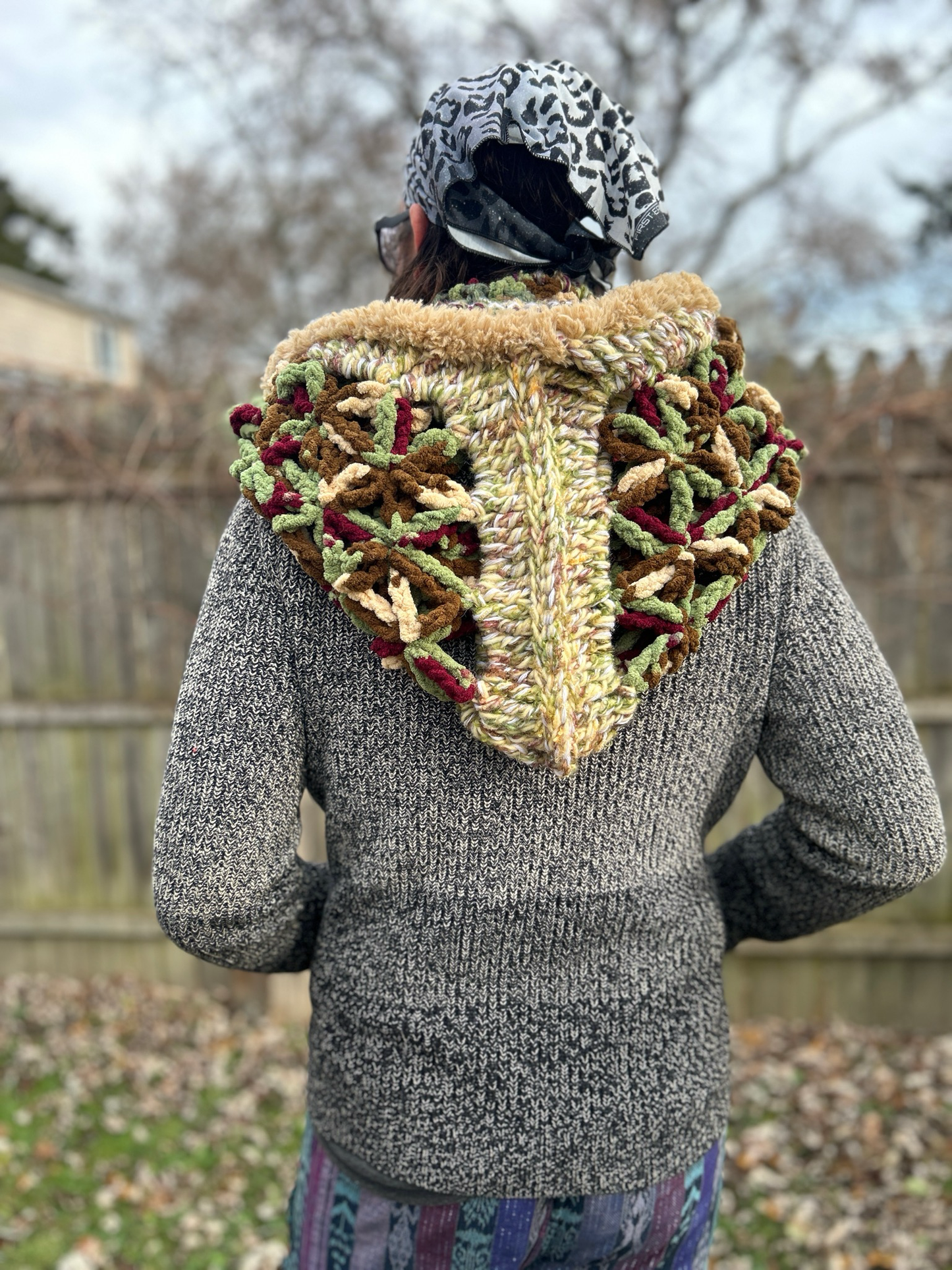 Flower of Life Oversized Hooded Scarf - size One Size