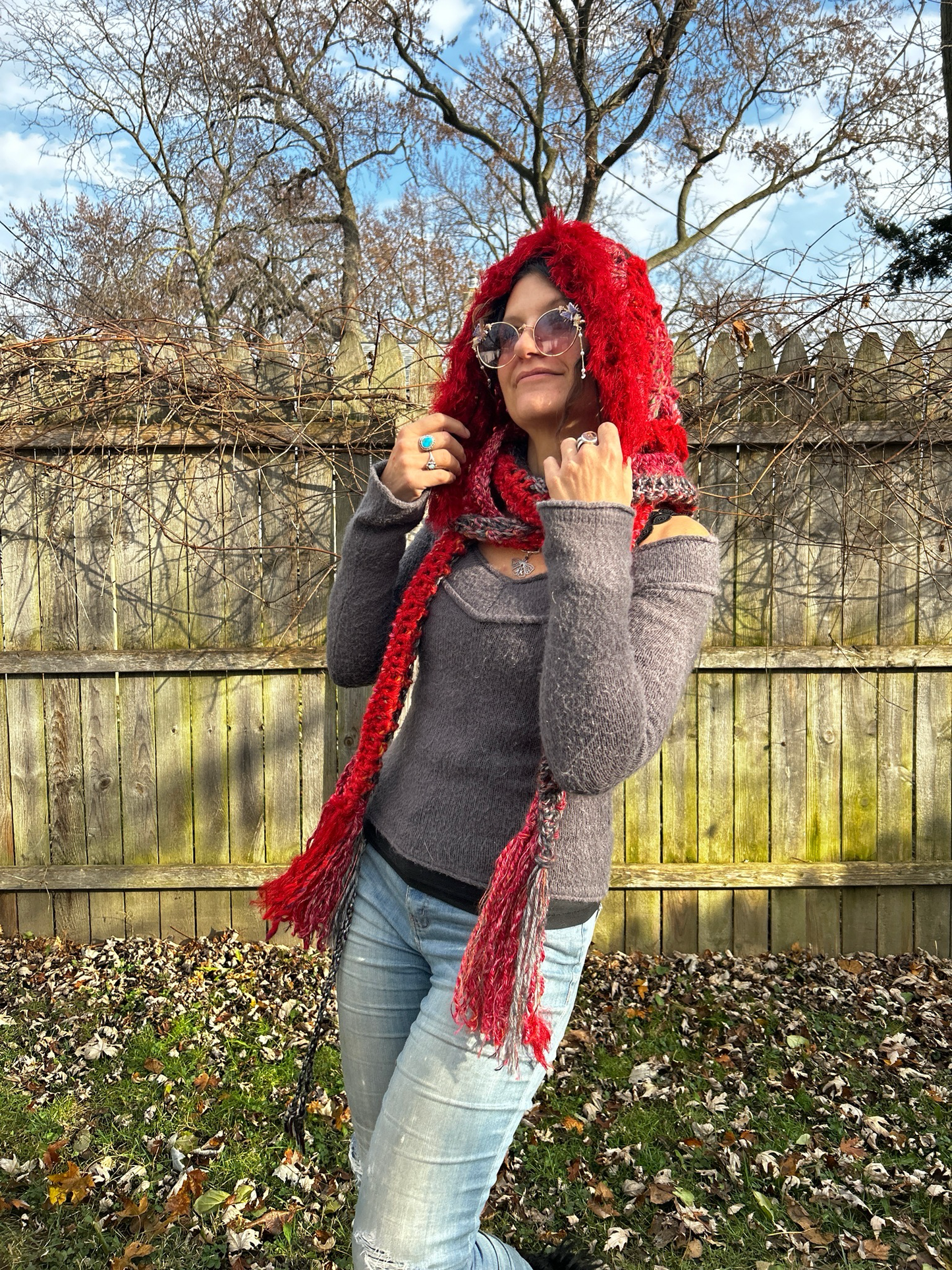 Flower of Life Hooded Scarf - size One Size