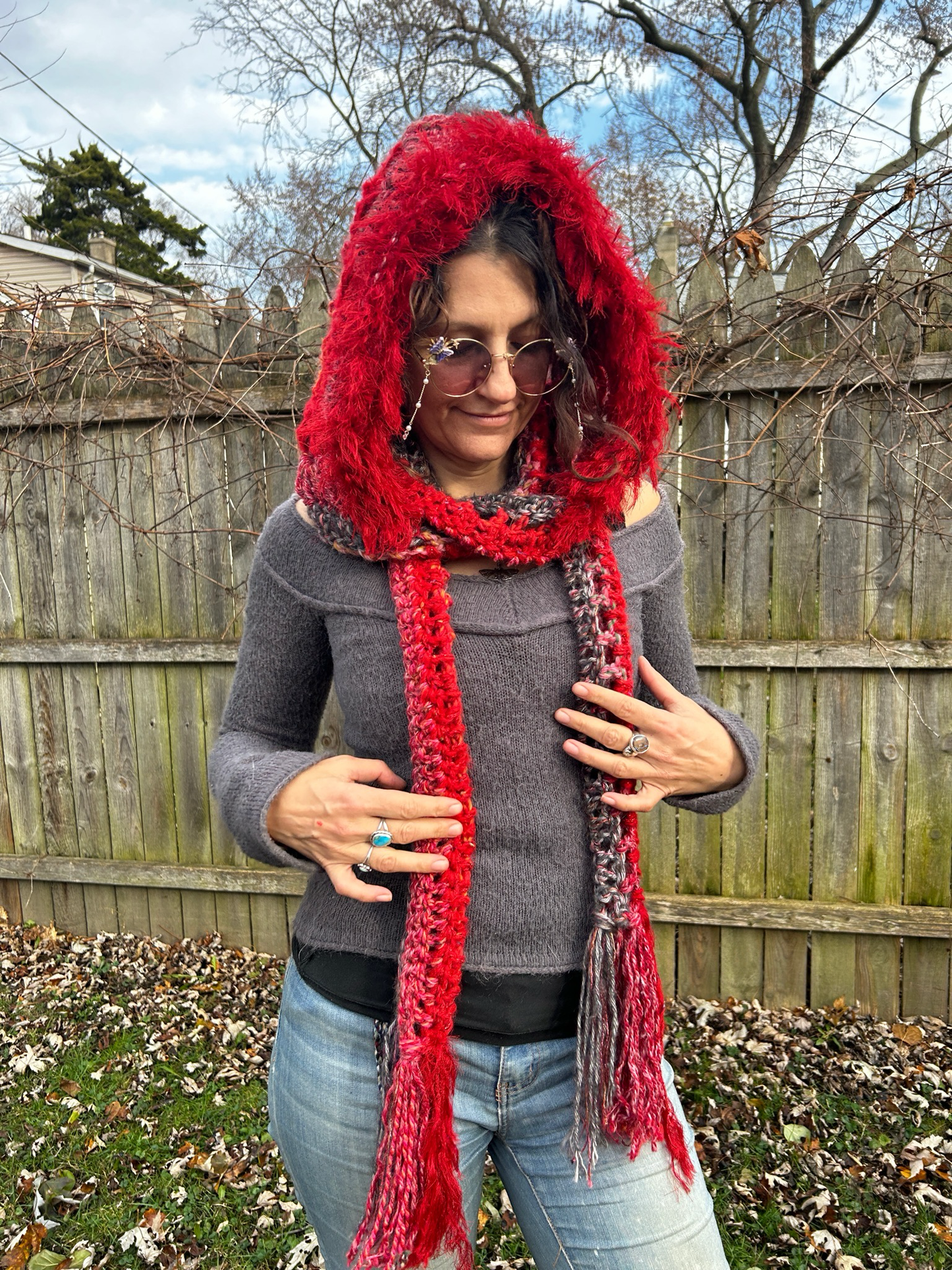 Flower of Life Hooded Scarf - size One Size