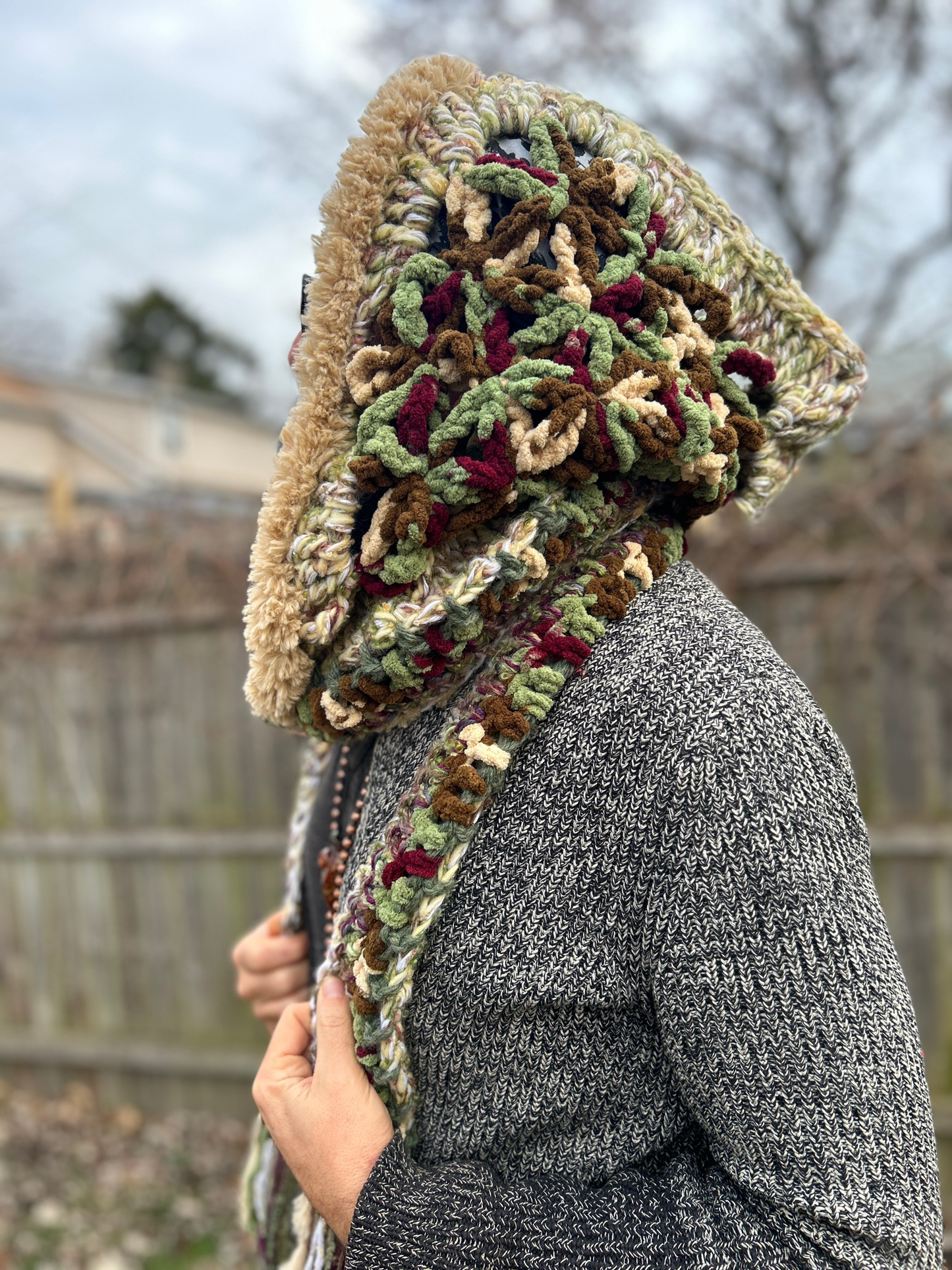 Flower of Life Oversized Hooded Scarf - size One Size