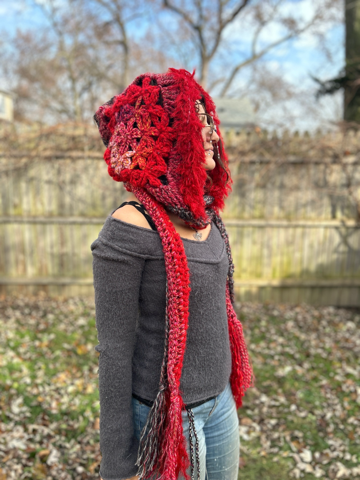 Flower of Life Hooded Scarf - size One Size