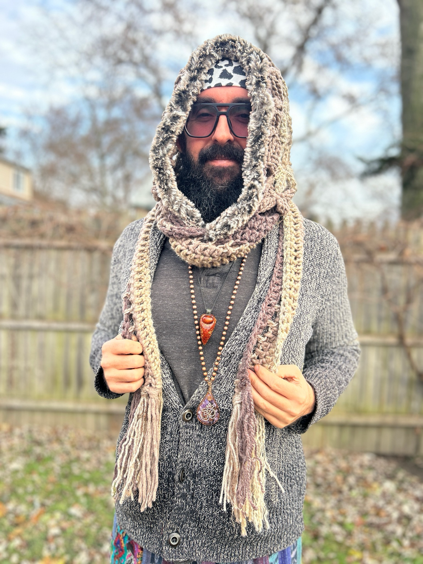 Flower of Life Hooded Scarf - size One Size
