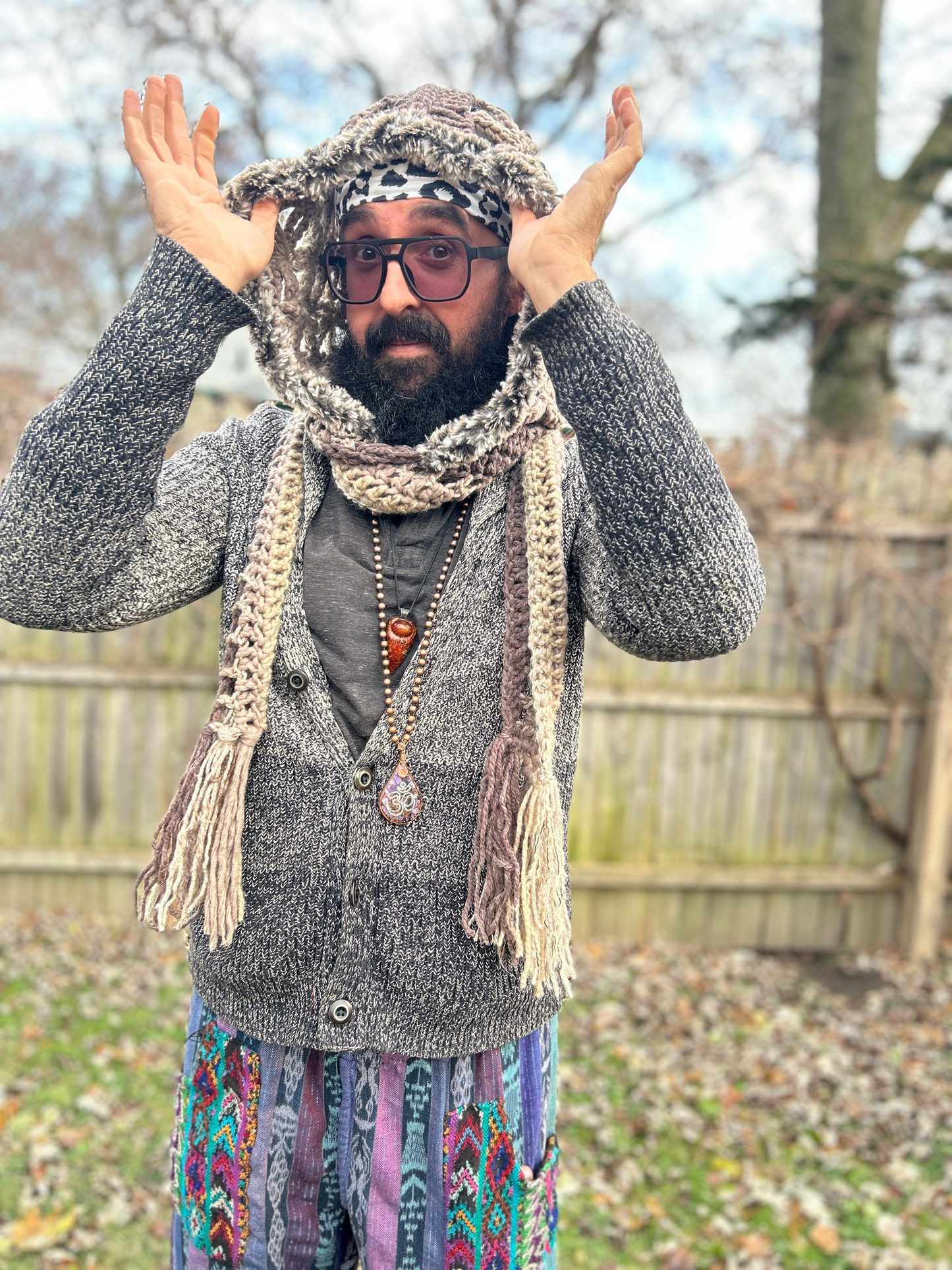 Flower of Life Hooded Scarf - size One Size