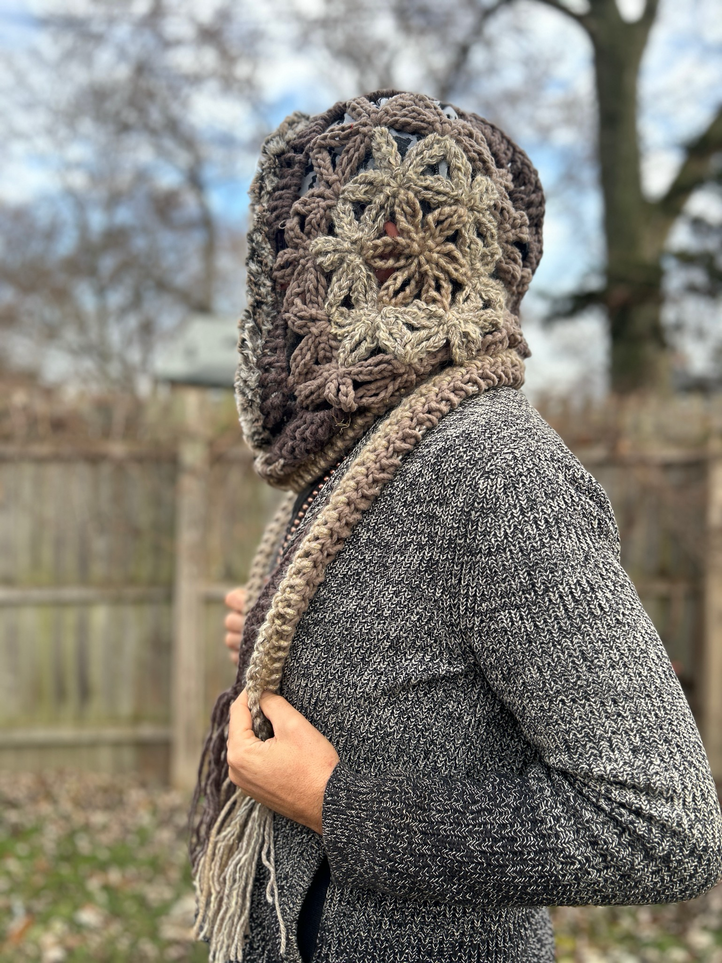 Flower of Life Hooded Scarf - size One Size