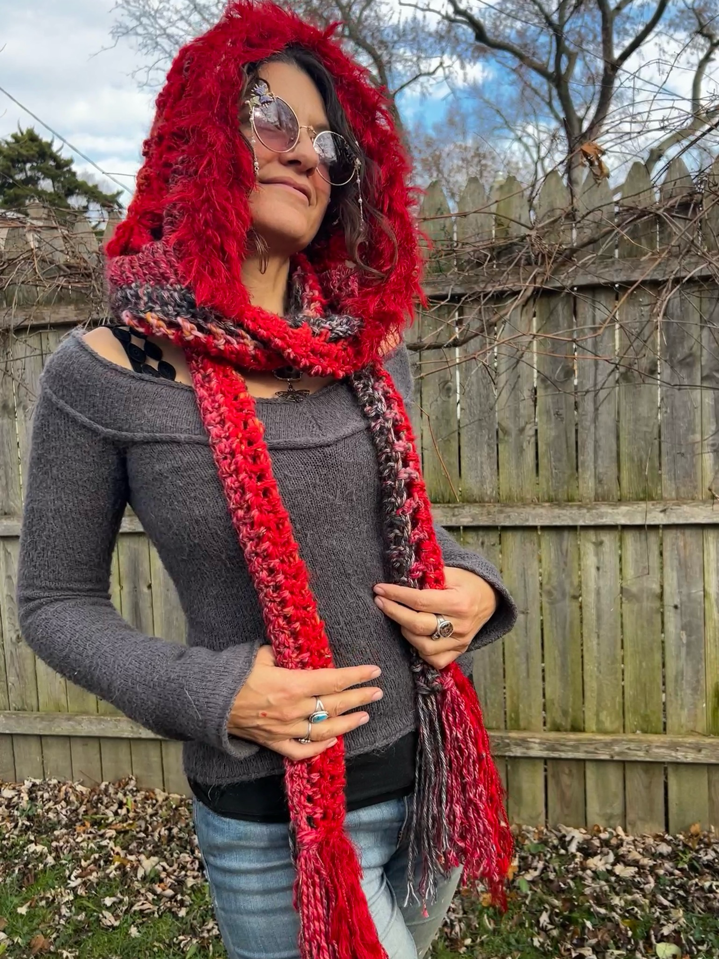Flower of Life Hooded Scarf - size One Size