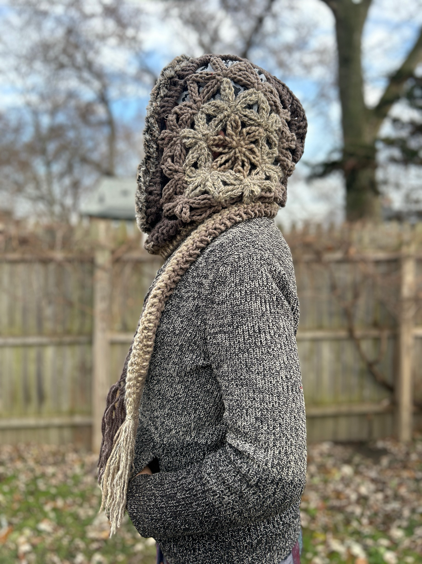 Flower of Life Hooded Scarf - size One Size