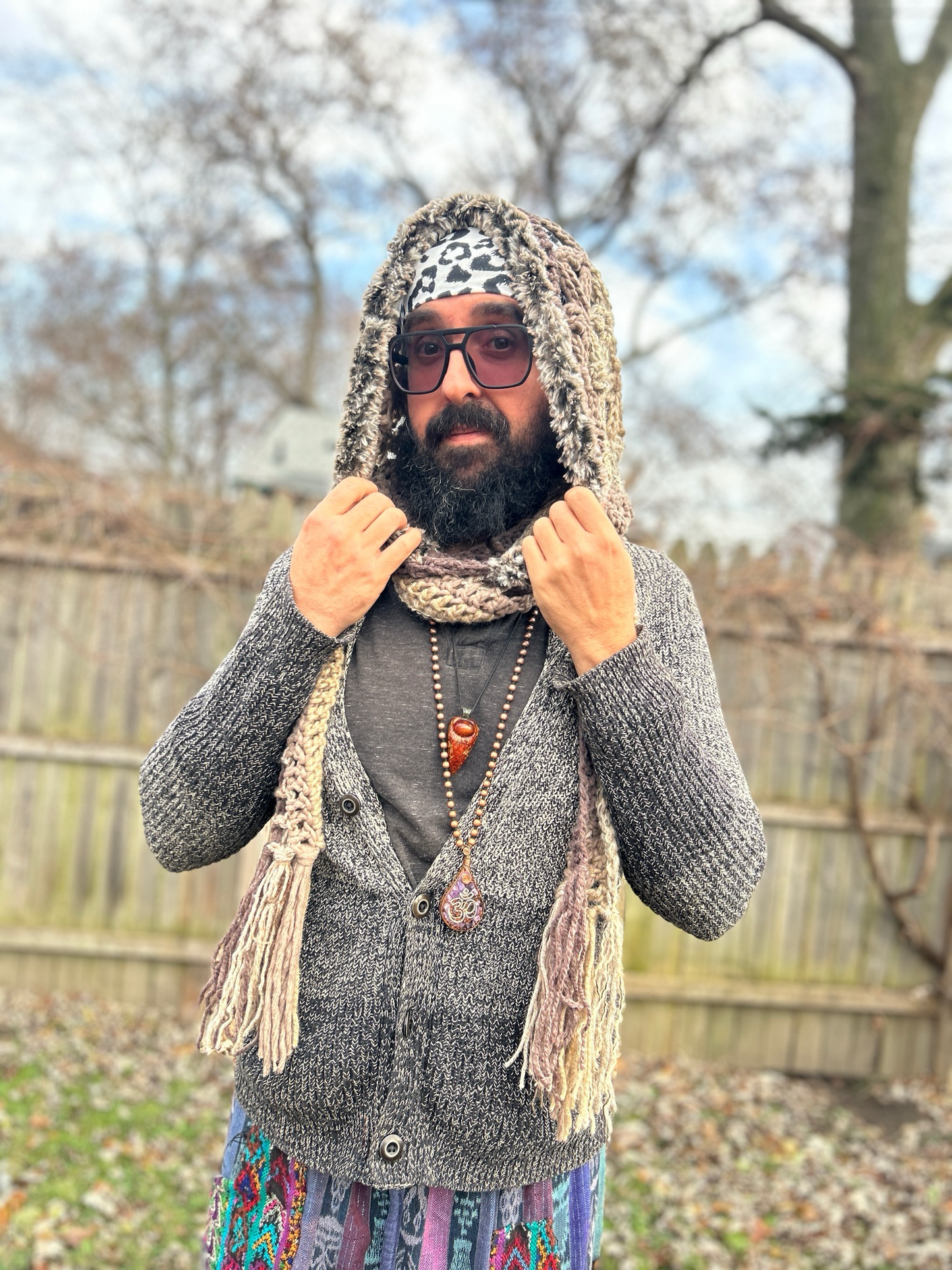 Flower of Life Hooded Scarf - size One Size