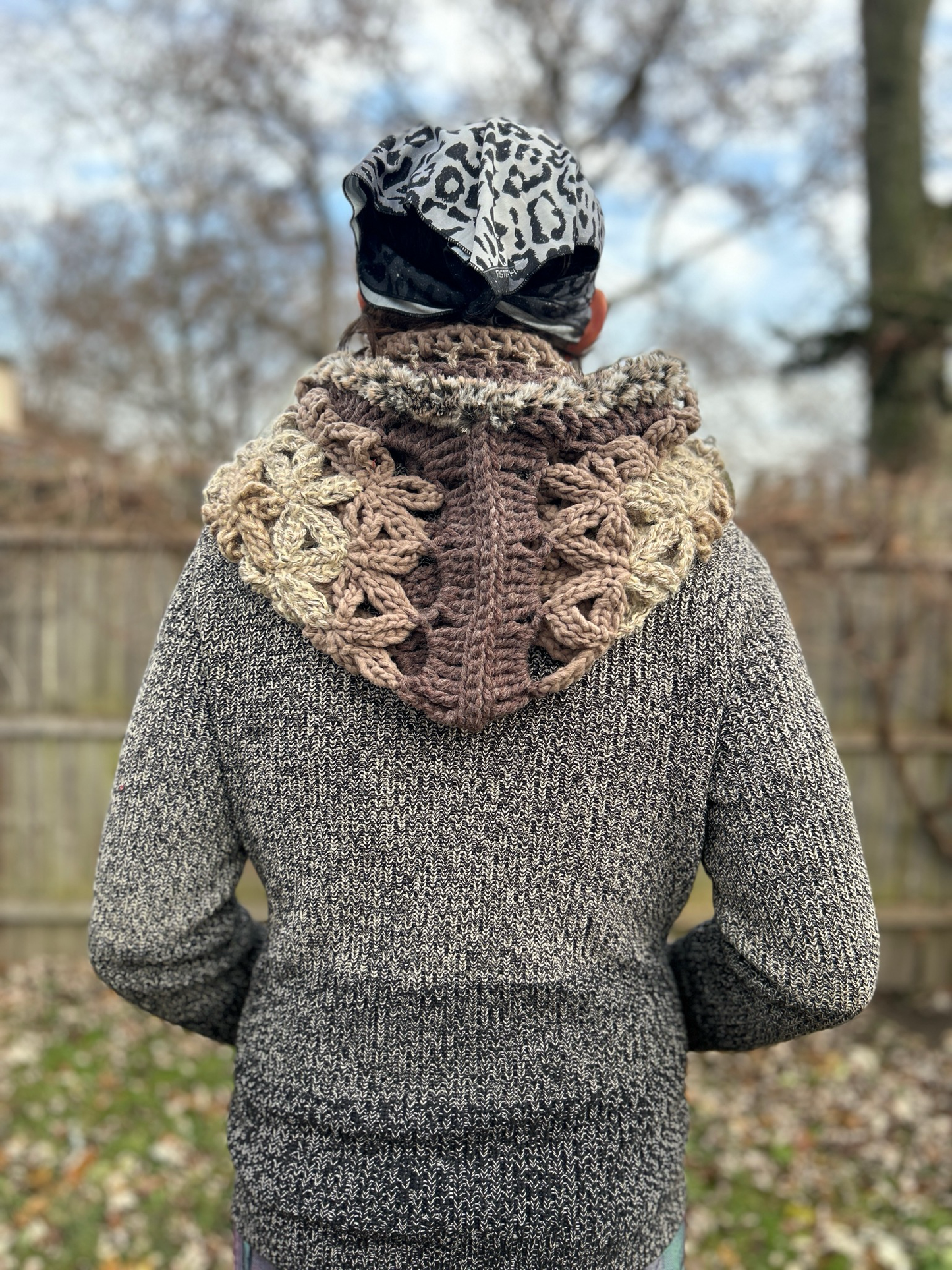 Flower of Life Hooded Scarf - size One Size