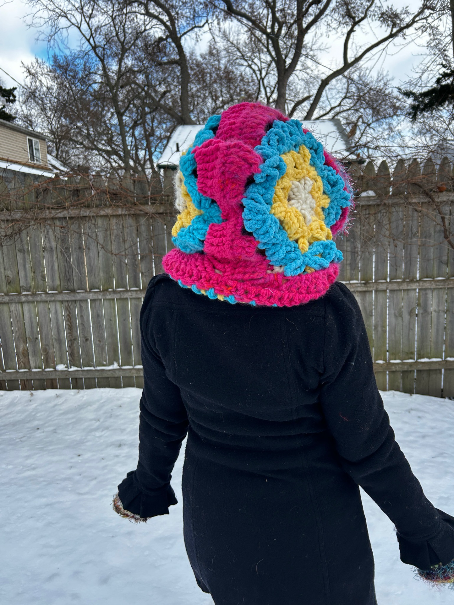 Flower of Life Oversized Hooded Scarf - size One Size