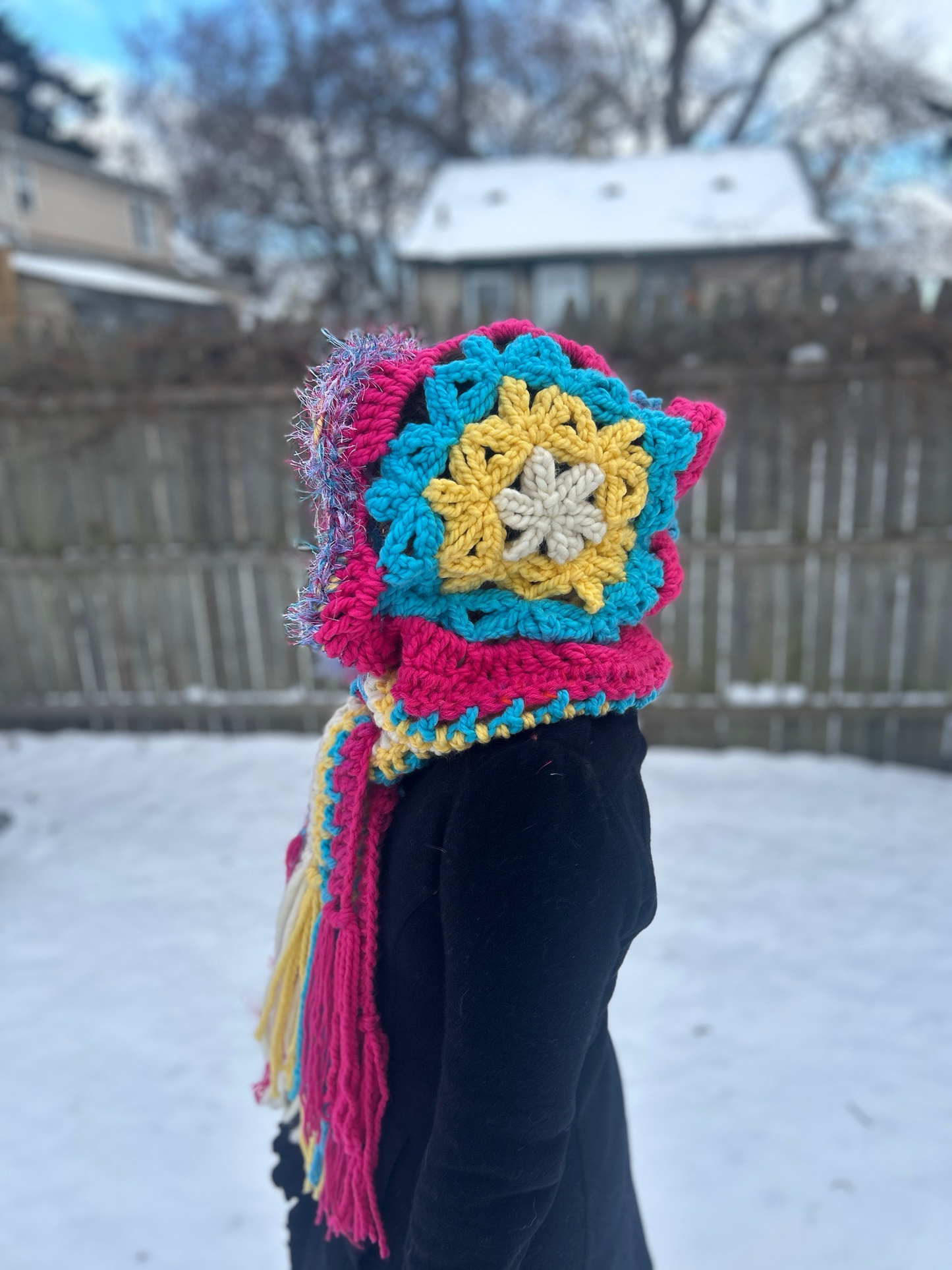 Flower of Life Oversized Hooded Scarf - size One Size