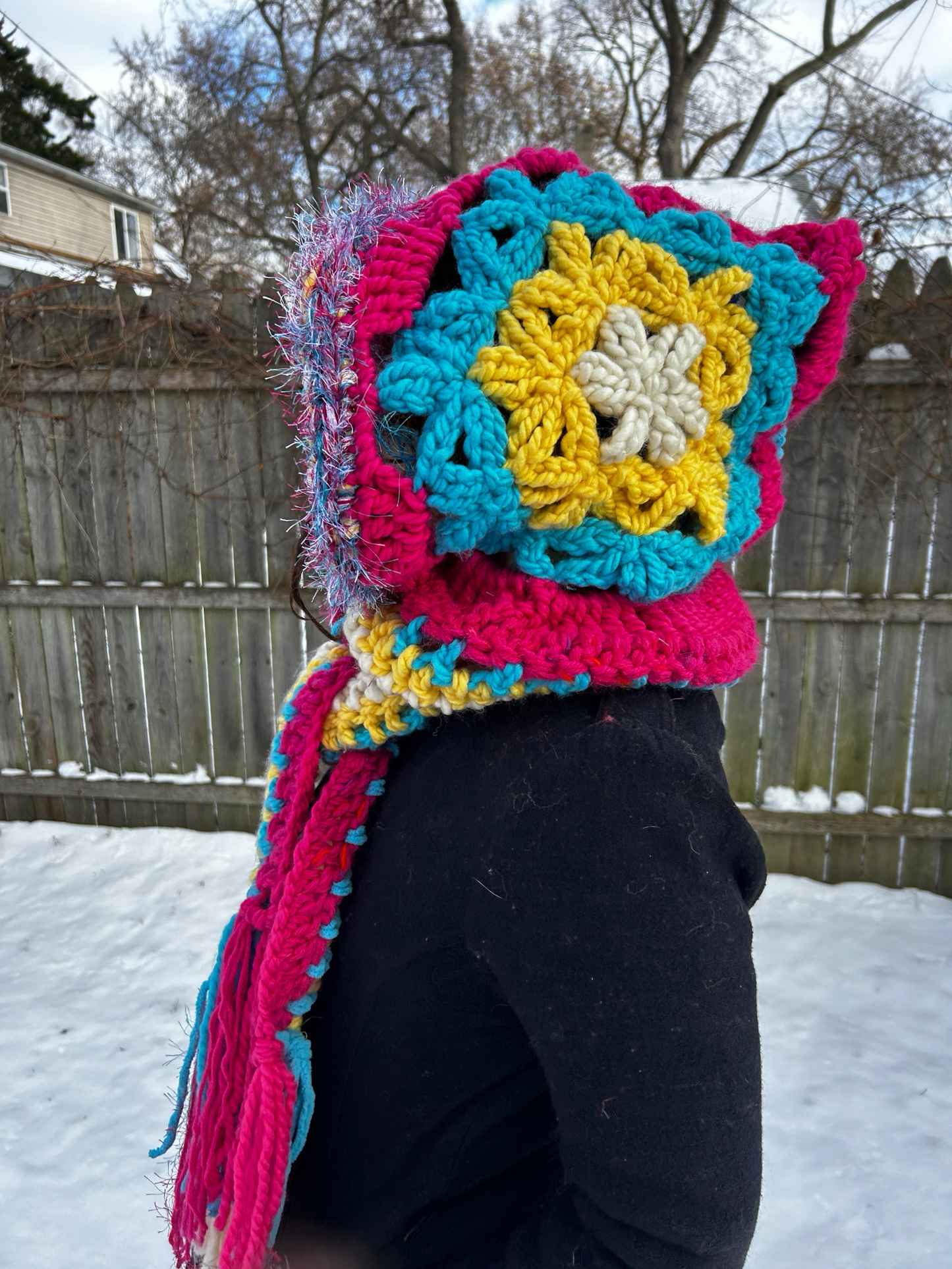 Flower of Life Oversized Hooded Scarf - size One Size