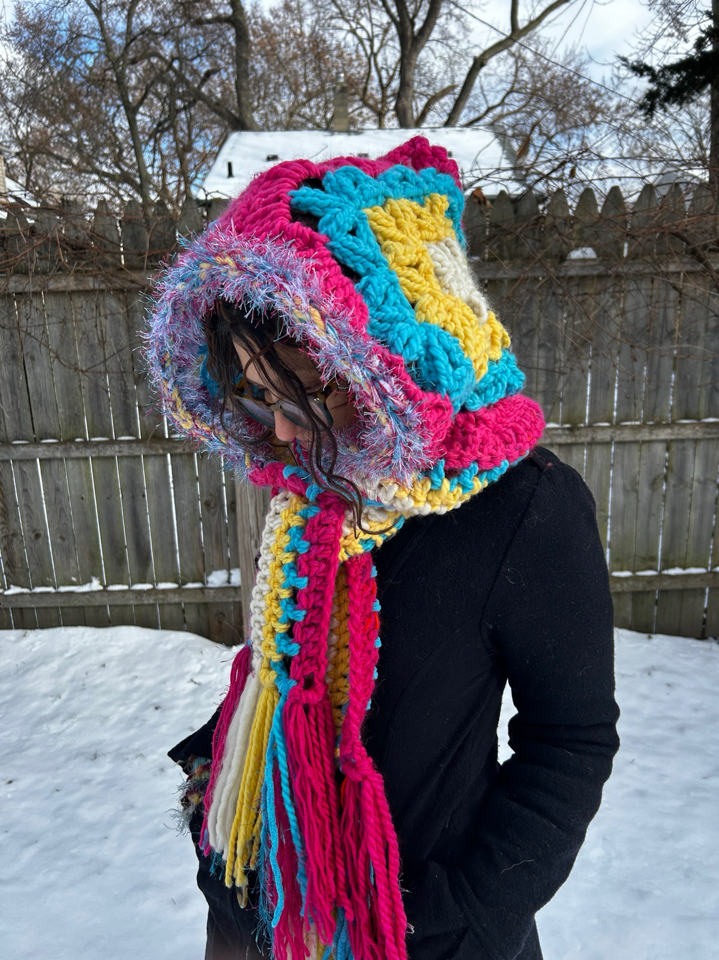 Flower of Life Oversized Hooded Scarf - size One Size
