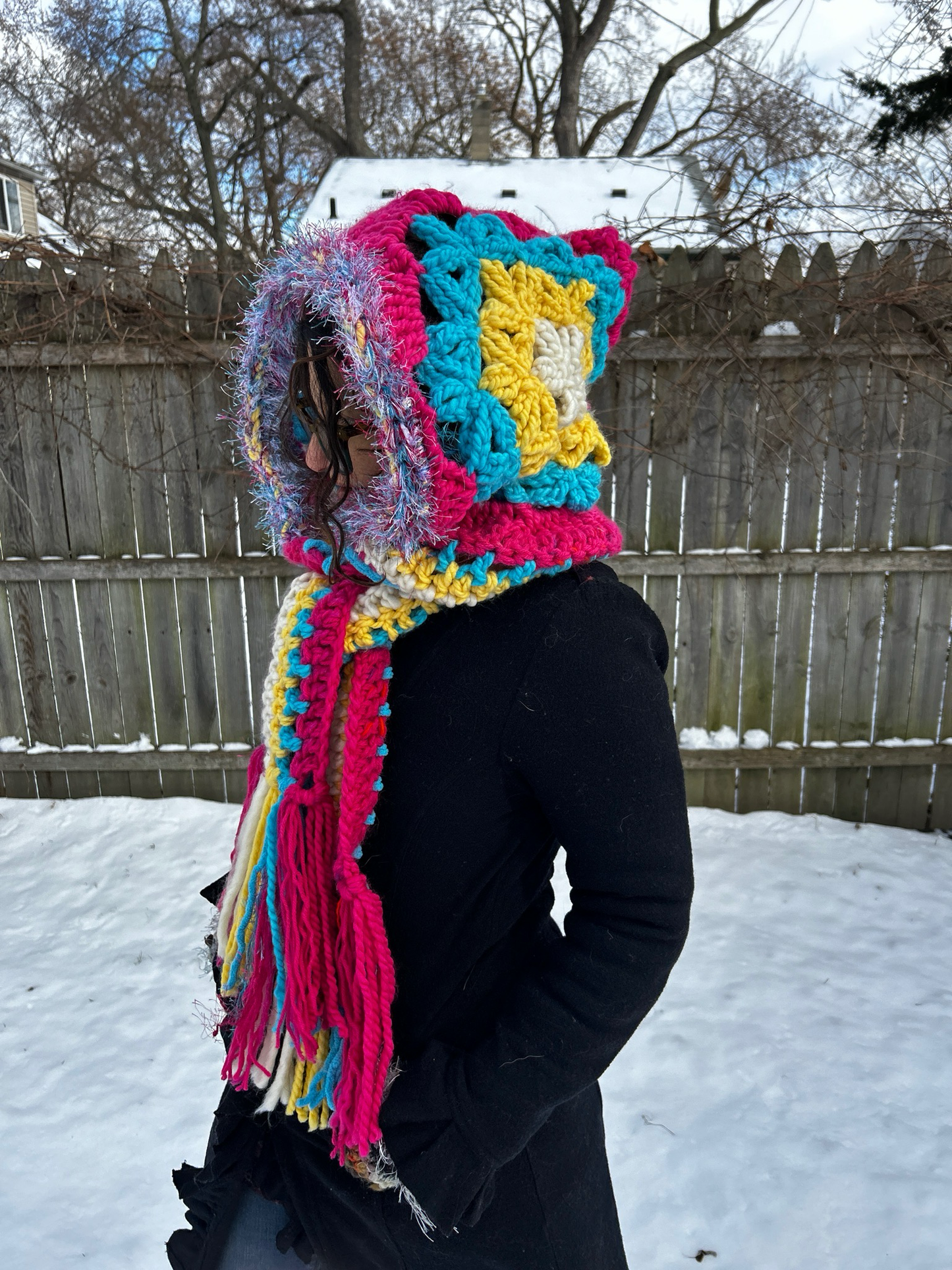 Flower of Life Oversized Hooded Scarf - size One Size