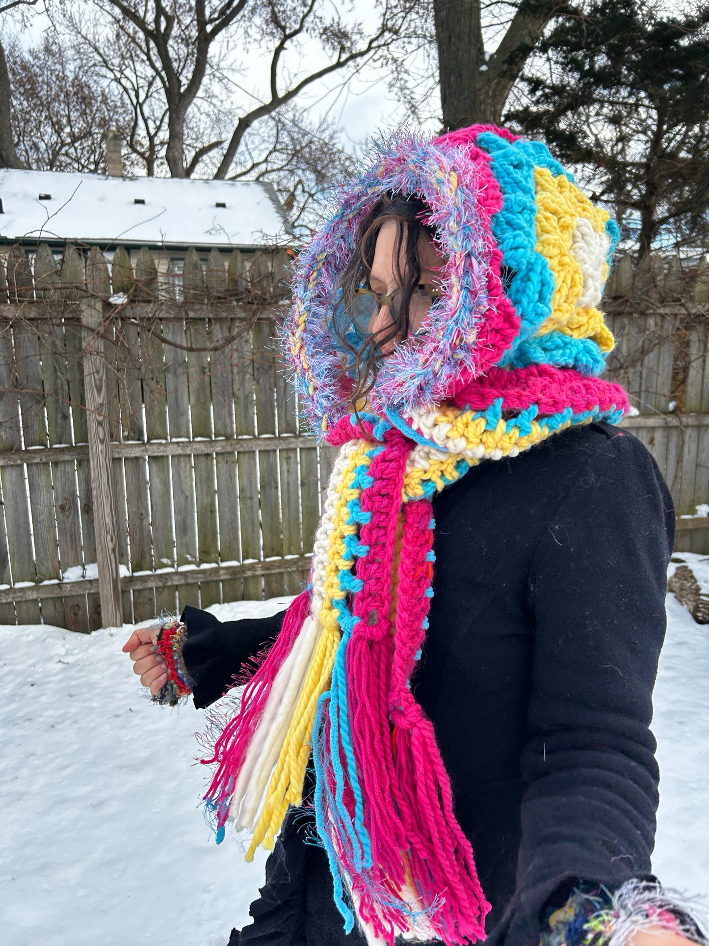 Flower of Life Oversized Hooded Scarf - size One Size