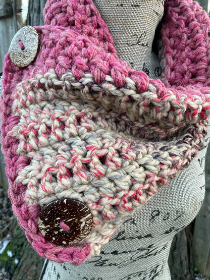 Mauve Chunky Crochet Cowl - size One Size