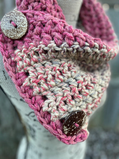 Mauve Chunky Crochet Cowl - size One Size