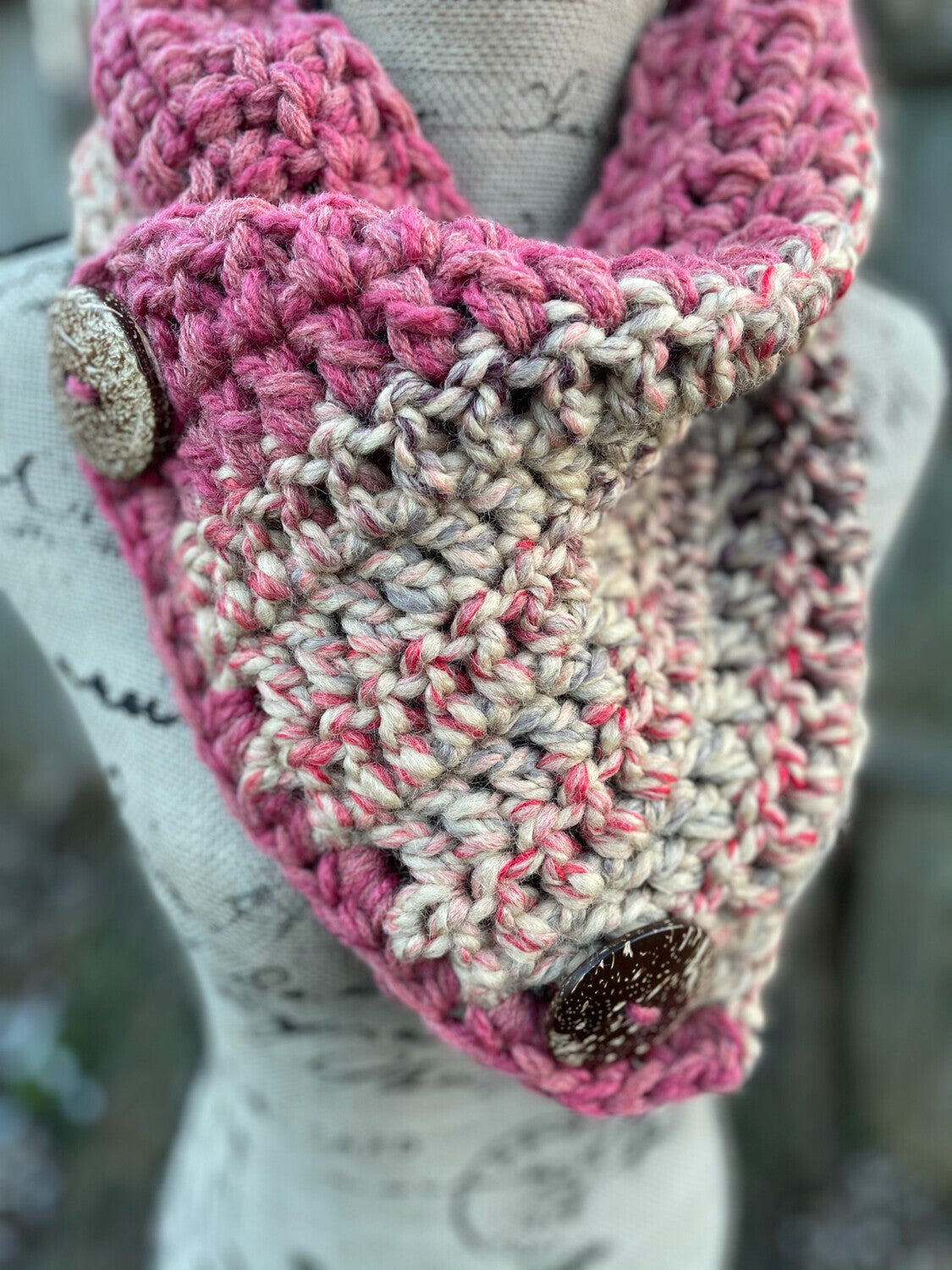 Mauve Chunky Crochet Cowl - size One Size