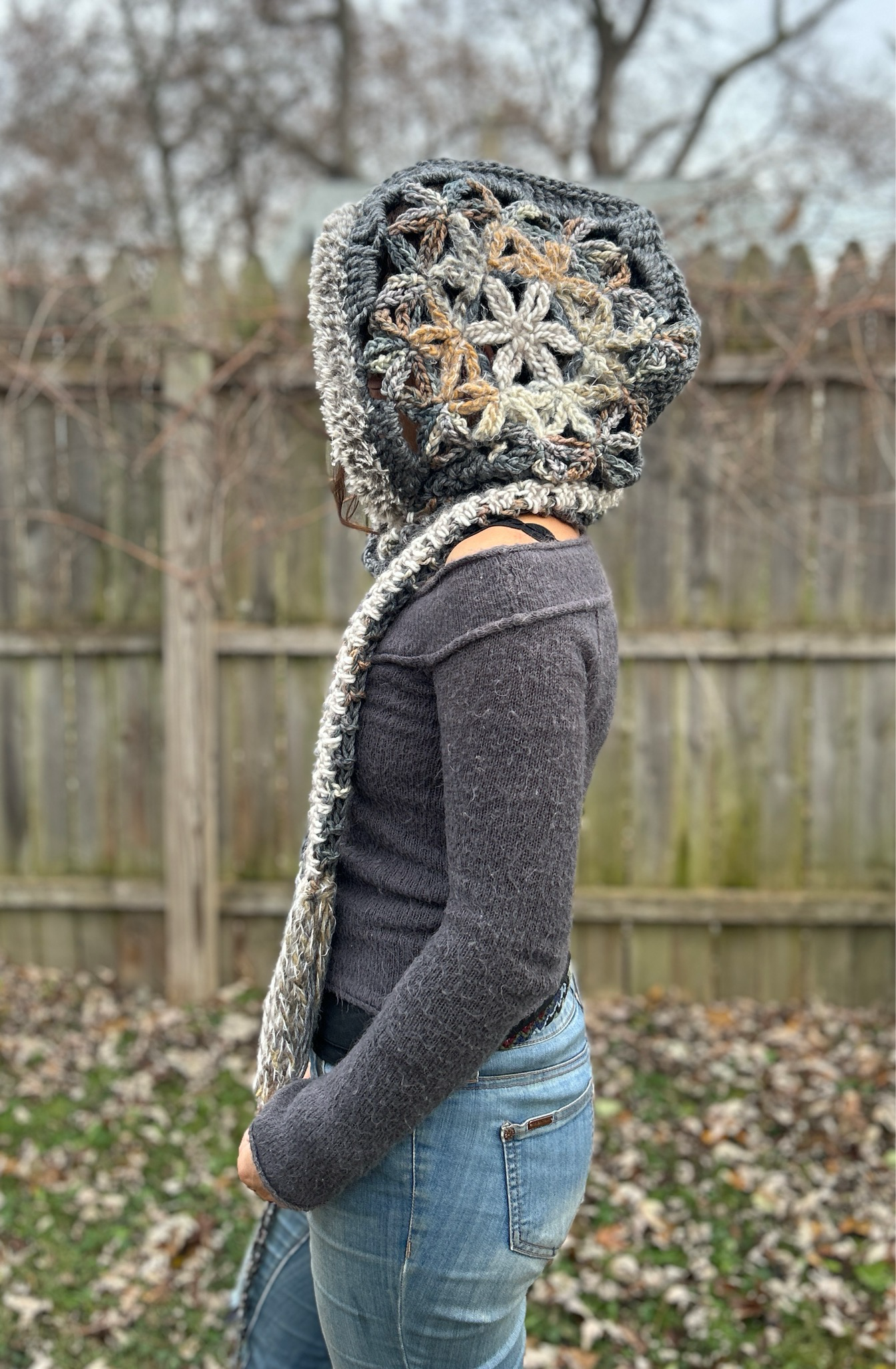 Flower of Life Hooded Scarf - size One Size