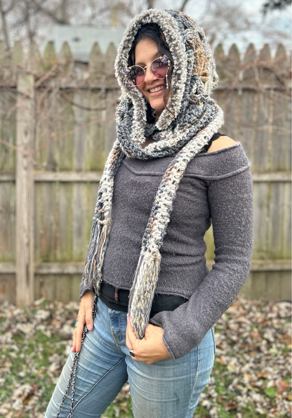 Flower of Life Hooded Scarf - size One Size