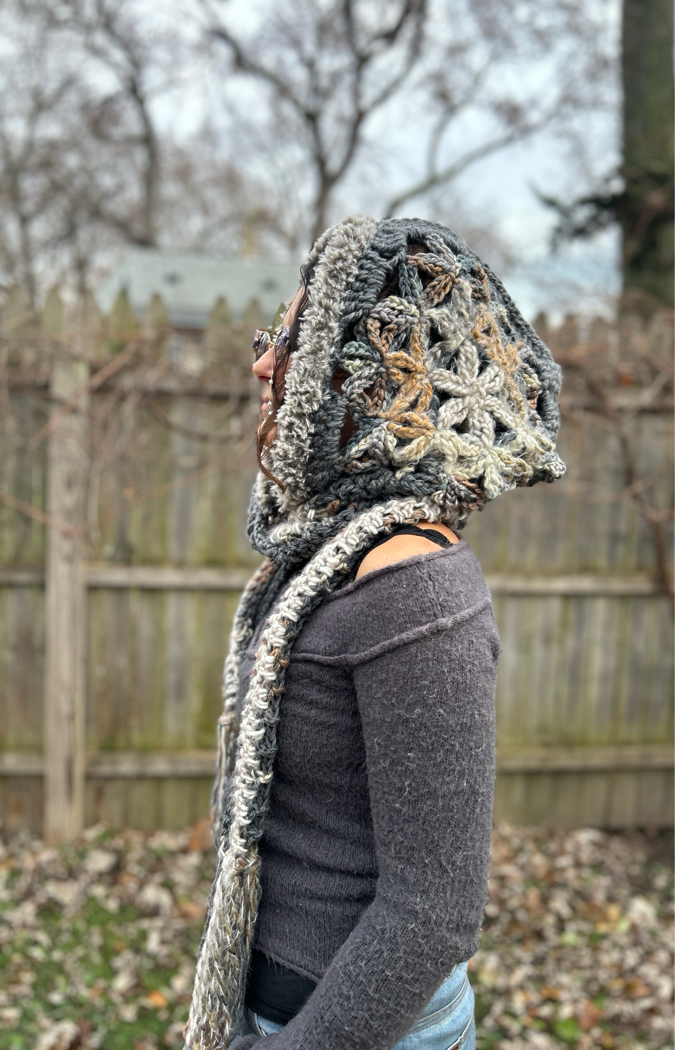 Flower of Life Hooded Scarf - size One Size