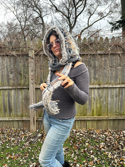 Flower of Life Hooded Scarf - size One Size