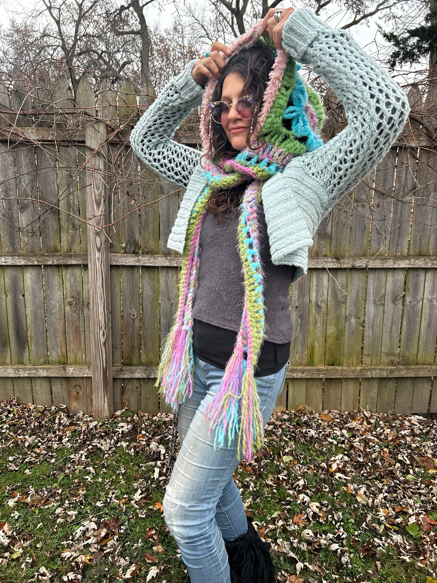 Flower of Life Hooded Scarf - size One Size