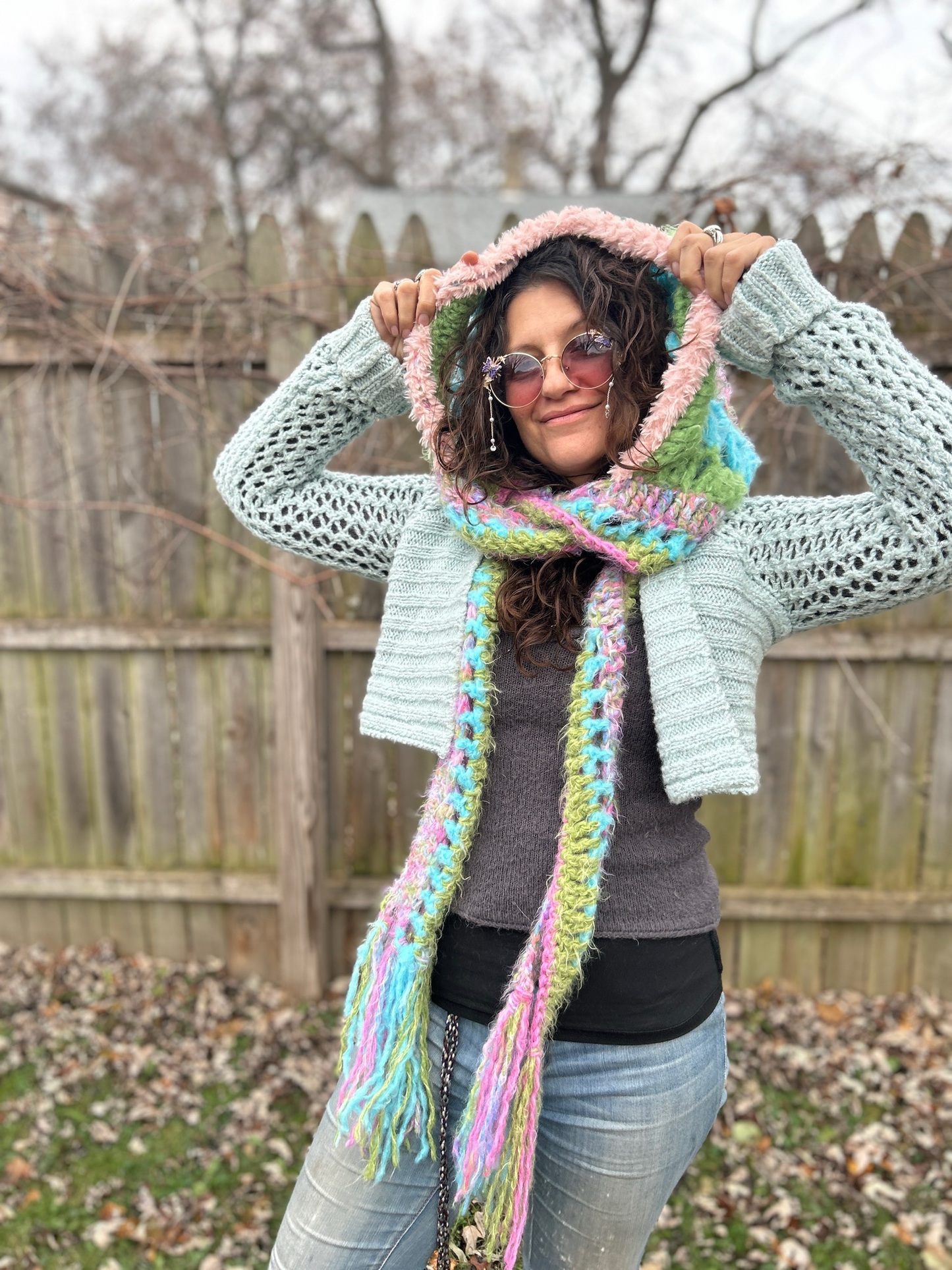 Flower of Life Hooded Scarf - size One Size