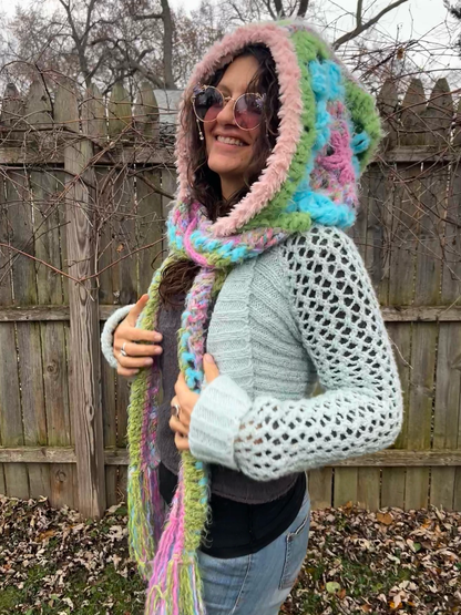 Flower of Life Hooded Scarf - size One Size