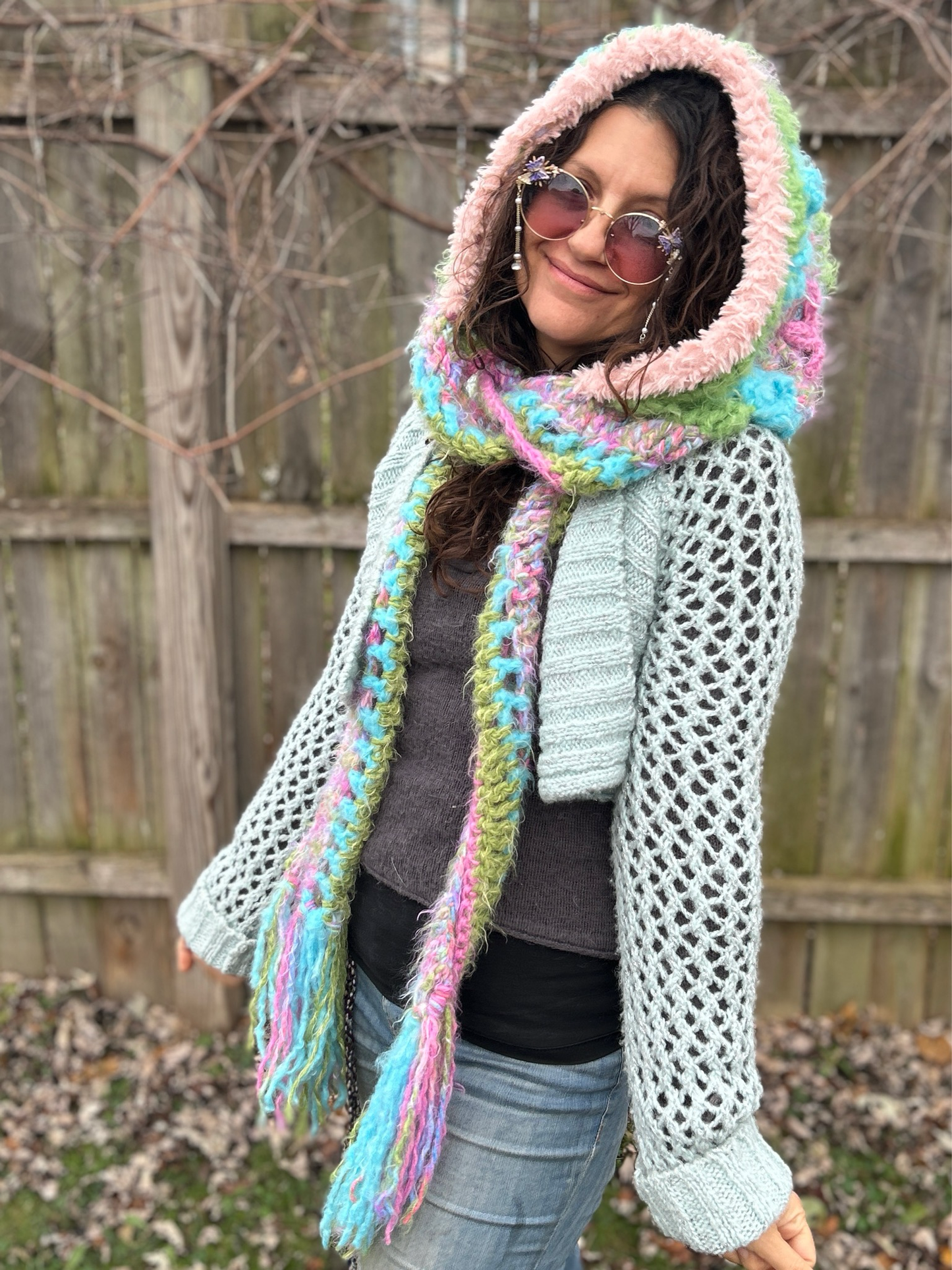 Flower of Life Hooded Scarf - size One Size